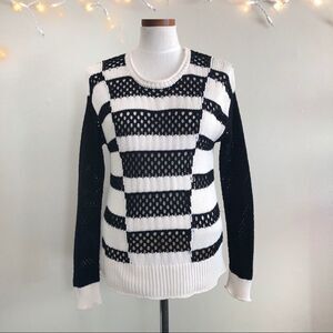 Rebecca Taylor Intarsia pullover Stripe Sweater Large